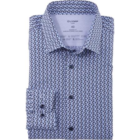 OLYMP Luxor 24/Seven Jersey shirt blauw, Motief