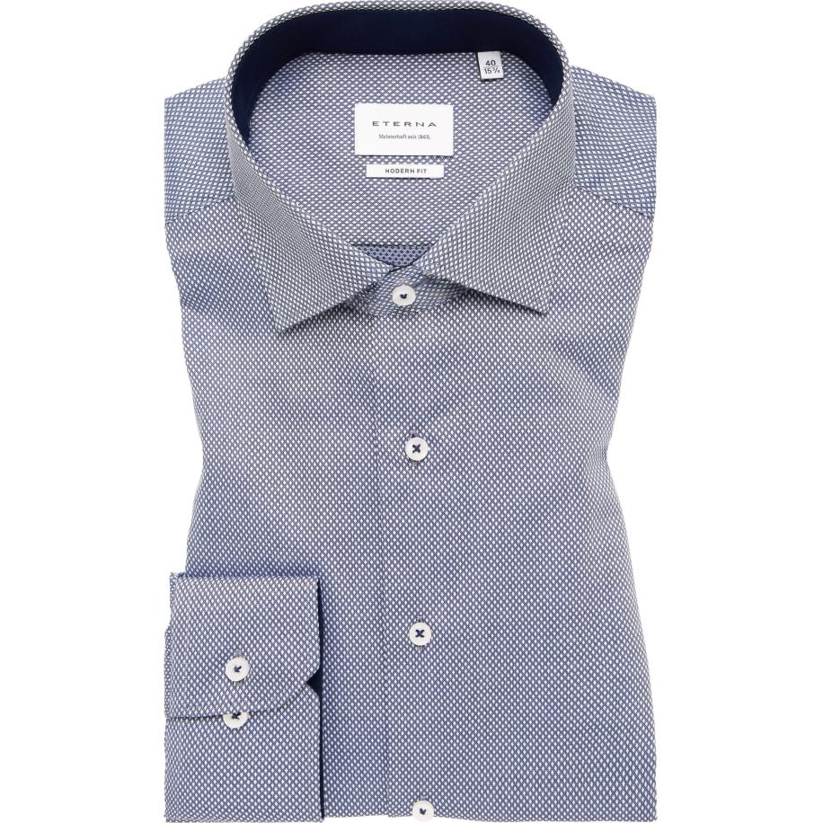 ETERNA Overhemd middenblauw, Gestructureerd Blauw
