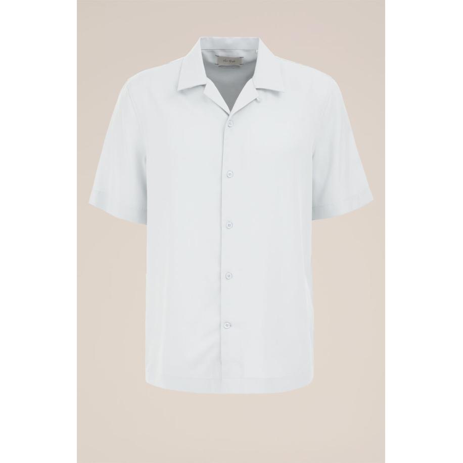 Van Gils heren shirt - Regular fit - IJsblauw - Tencel - Maat: XS Blauw