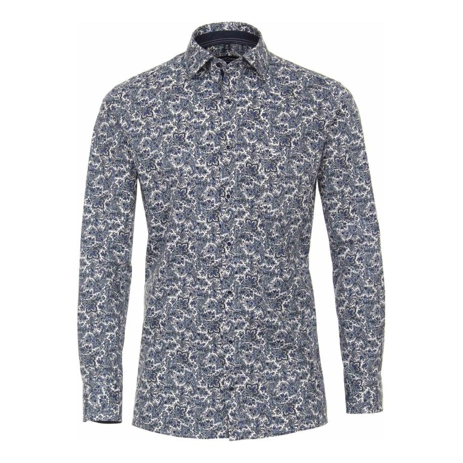Casa Moda Overhemd blauw, Bedrukt Blauw