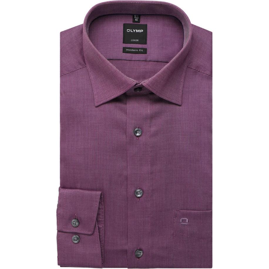 OLYMP Luxor Overhemd aubergine, Faux-uni Paars