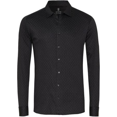 Desoto Overhemd Print Structure Zwart
