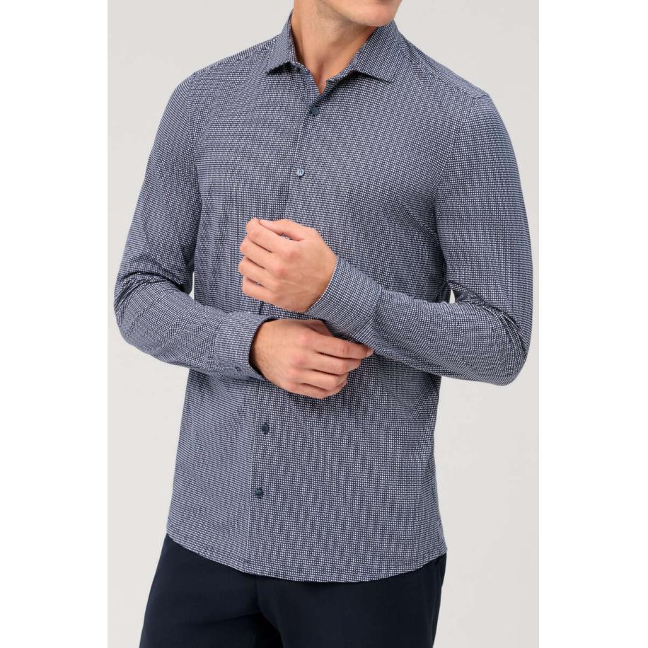 OLYMP Level Five 24/Seven Jersey shirt marine, Bedrukt Blauw