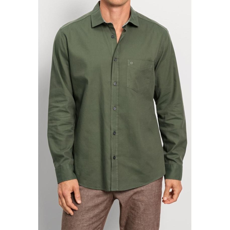 OLYMP Casual Overhemd olijf, Faux-uni Groen