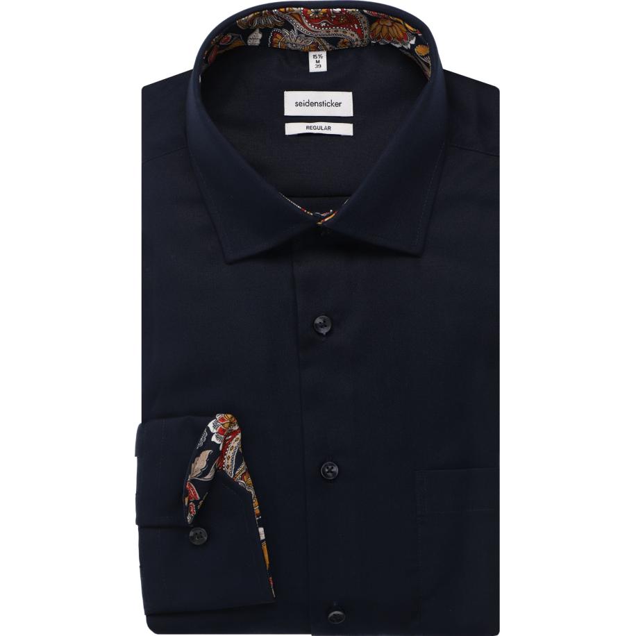Seidensticker Overhemd donkerblauw, Effen Blauw