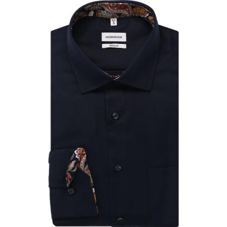 Seidensticker Overhemd donkerblauw, Effen