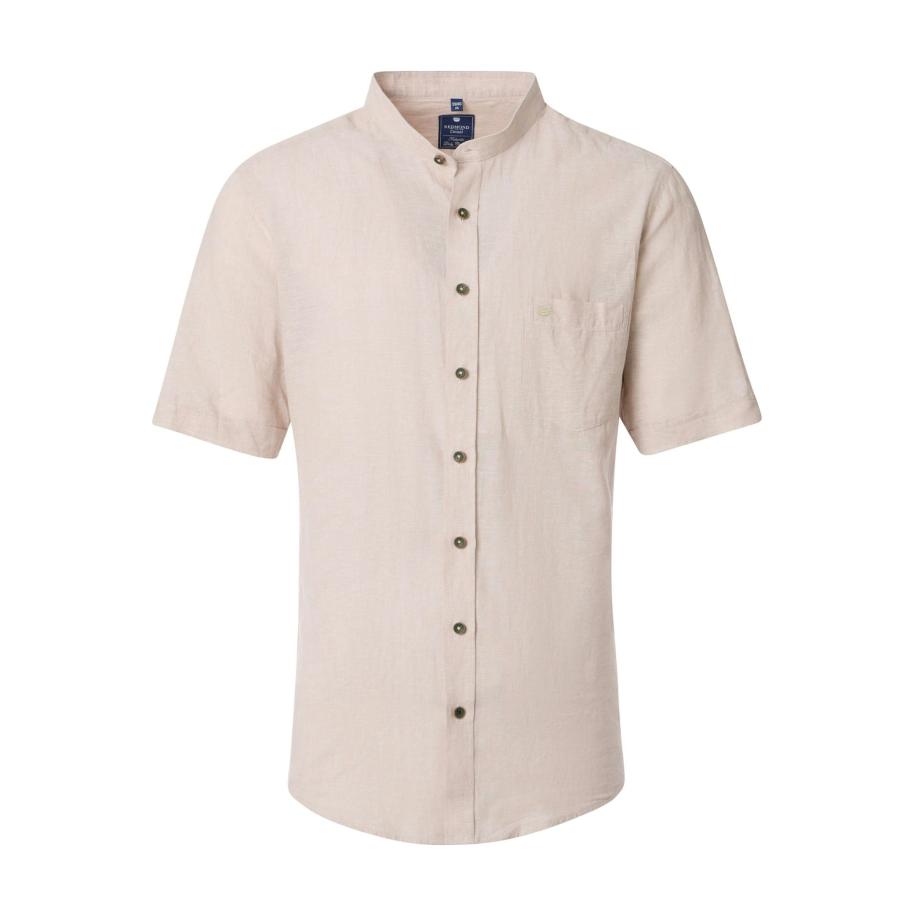 Redmond Casual Linnen Overhemd beige, Effen Bruin