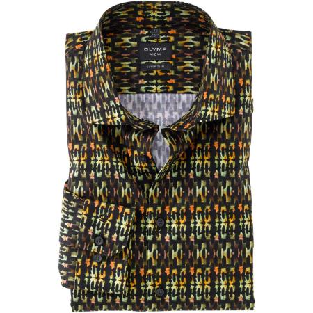 OLYMP No. Six Overhemd limegroen, Bedrukt