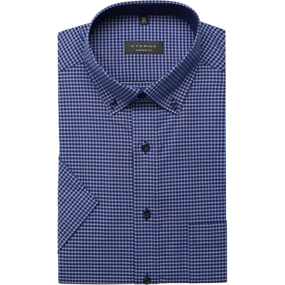 ETERNA Overhemd Korte mouw veelkleurig Blauw