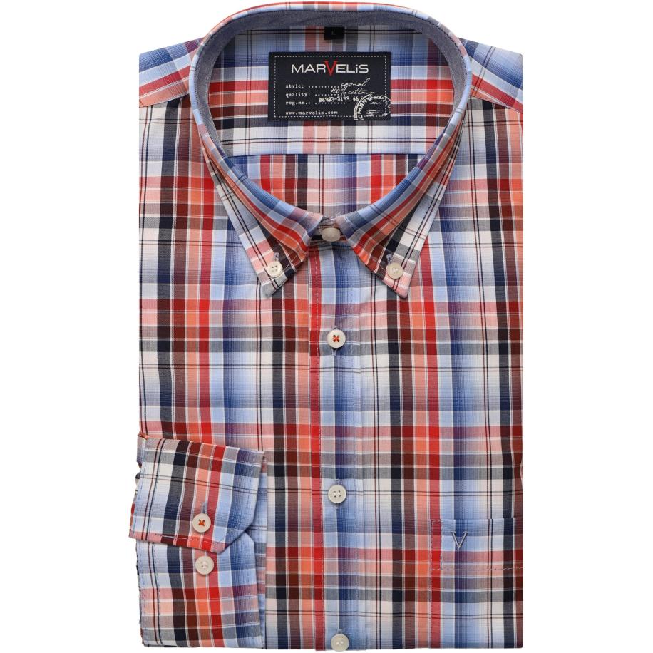 Marvelis Casual Overhemd oranje, Ruit Oranje