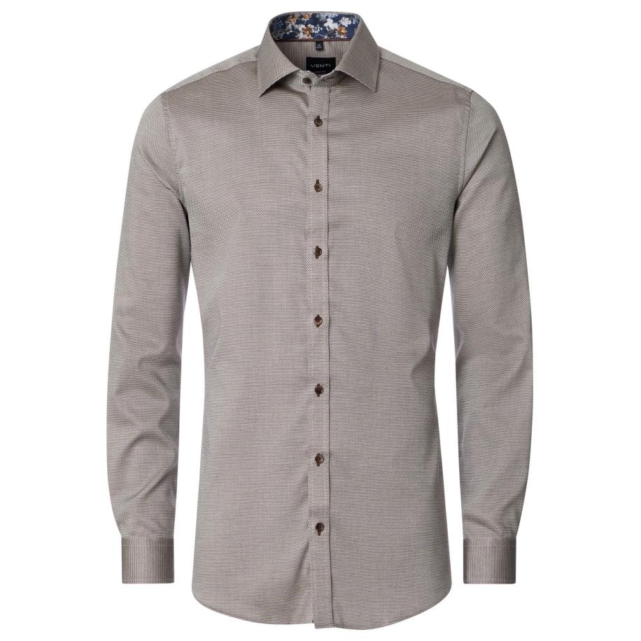 Venti Overhemd bruin, Faux-uni Bruin