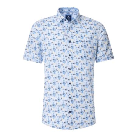 Redmond Casual Overhemd Korte mouw blauw