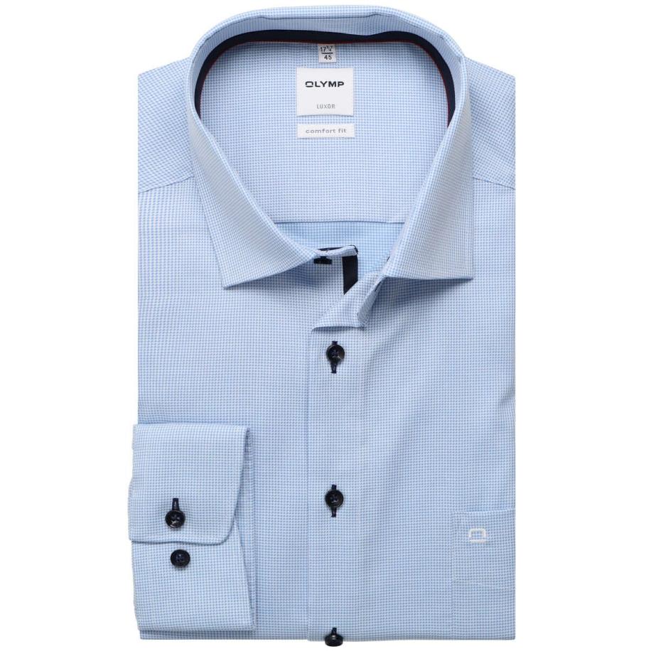 OLYMP Luxor Overhemd blauw, Faux-uni Blauw