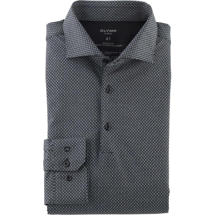 OLYMP No. Six 24/Seven Overhemd zwart, Faux-uni Zwart