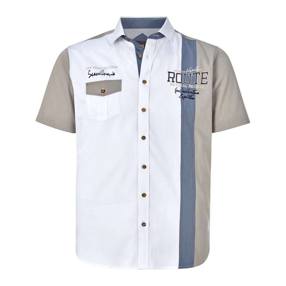 jan vanderstorm Jan Vanderstorm Overhemd Bodvar donkerbeige / blauw / wit -