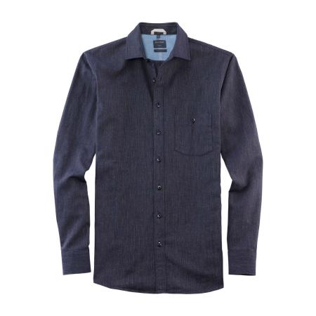 OLYMP Casual Overhemd donkerblauw, Effen