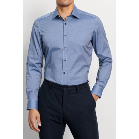 OLYMP Level Five Overhemd rook blauw, Effen