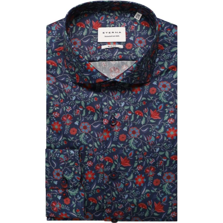 ETERNA Overhemd marine, Bedrukt Blauw