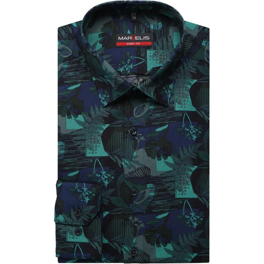 Marvelis Overhemd blauw/groen, Motief Multicolor