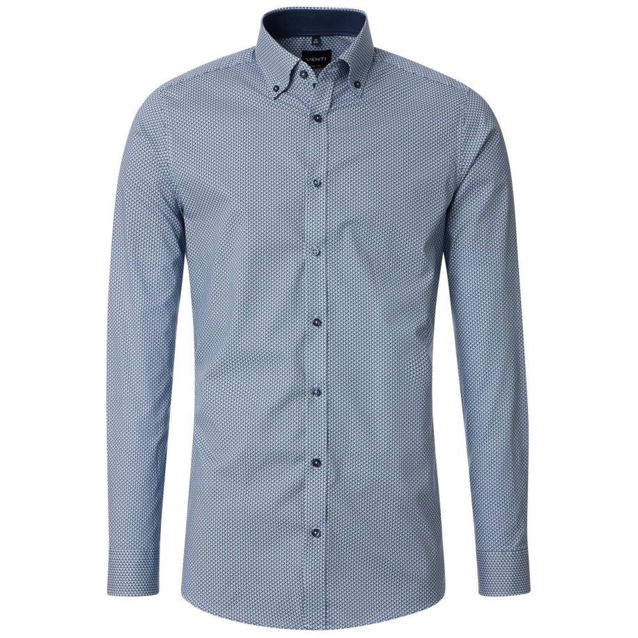 Venti Overhemd blauw, Bedrukt Blauw