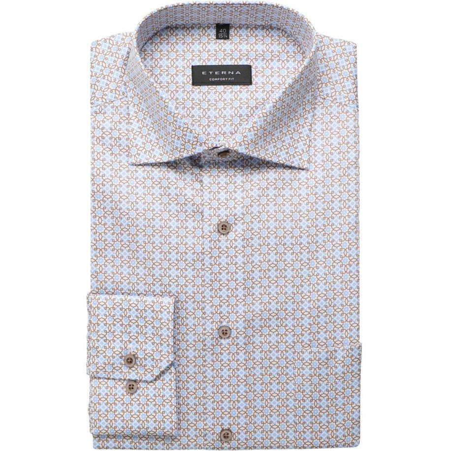 ETERNA Overhemd ML7 (72CM+) lichtblauw/bruin Multicolor