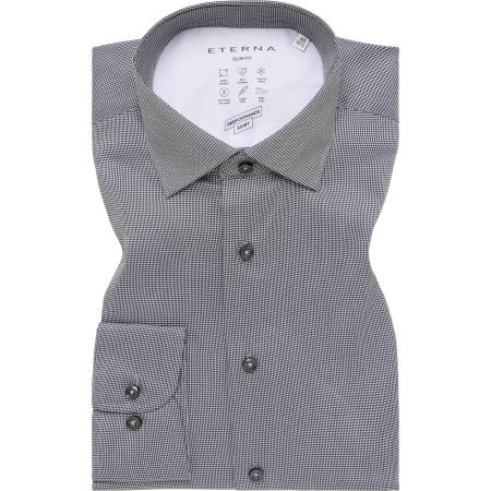 ETERNA Performance Overhemd zwart, Gestructureerd