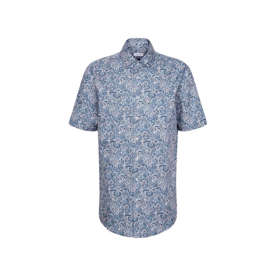 SEIDENSTICKER Zakelijk overhemd beige / lichtblauw / donkerblauw / wit Blauw