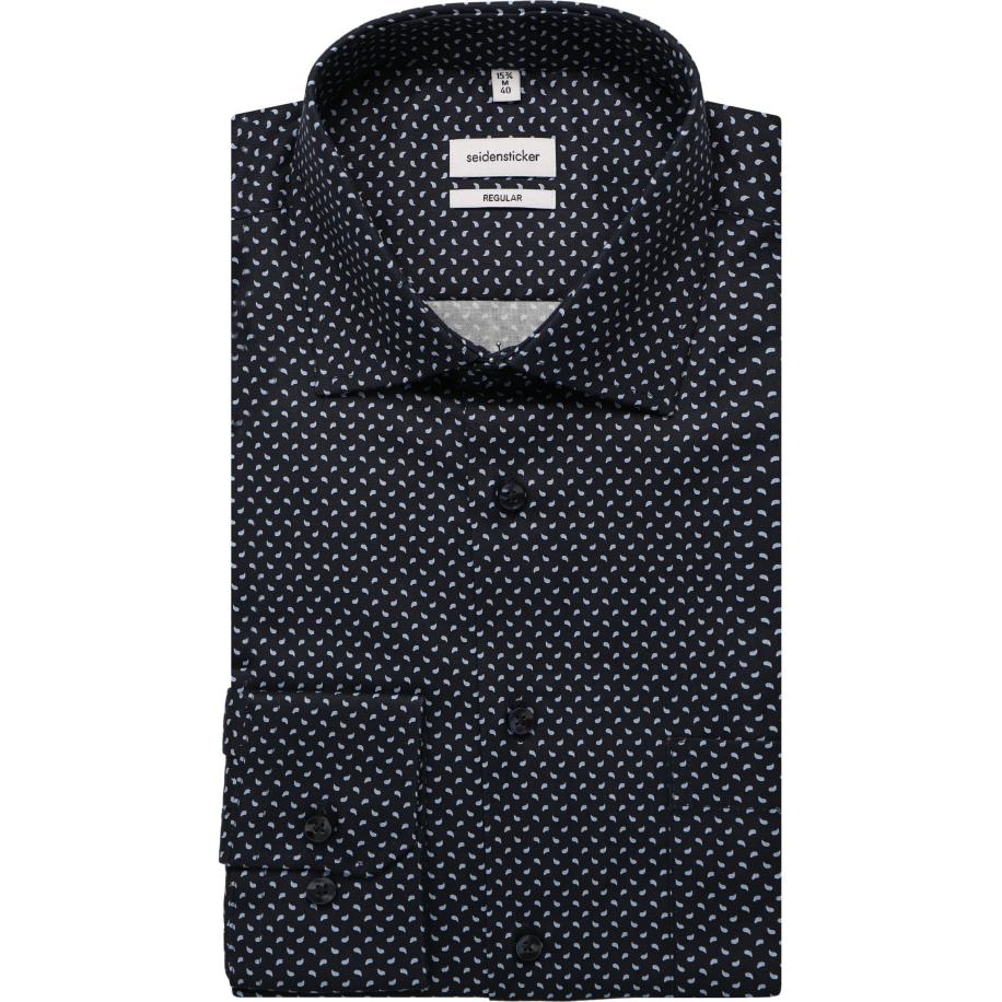 Seidensticker Overhemd donkerblauw, Paisley Blauw