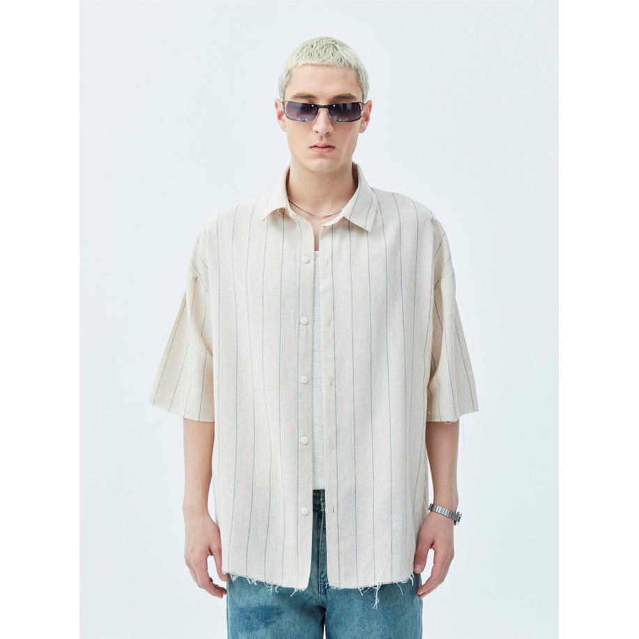 VAMOS CLO Overhemd crème / blauw Bruin