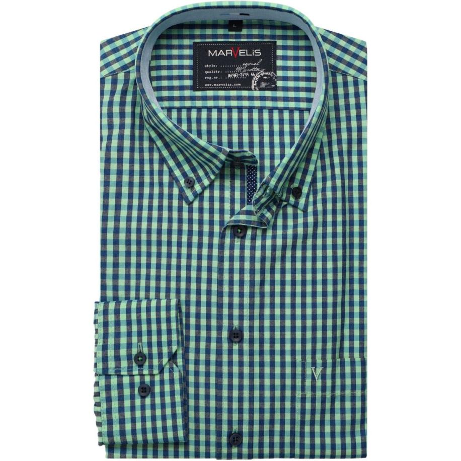 Marvelis Casual Overhemd groen, Ruit Groen