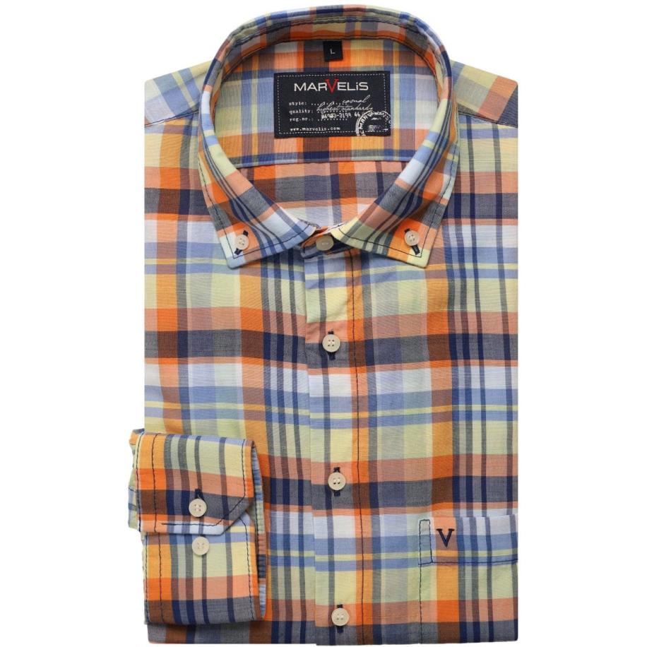 Marvelis Casual Overhemd zalm, Ruit Roze