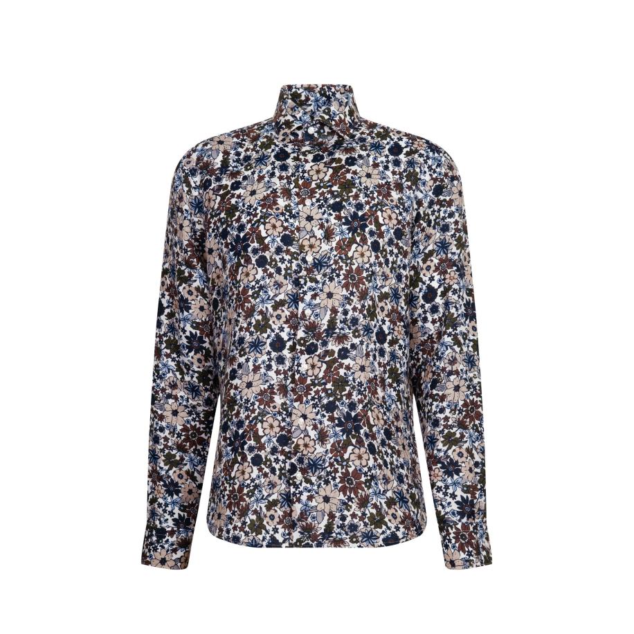 Seidensticker SEIDENSTICKER Zakelijk overhemd beige / nachtblauw / bruin -