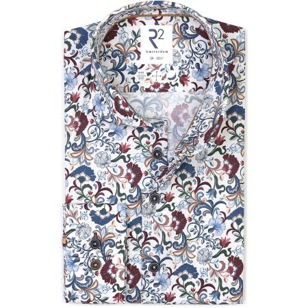 R2 Overhemd Poplin Flower Print Multicolour