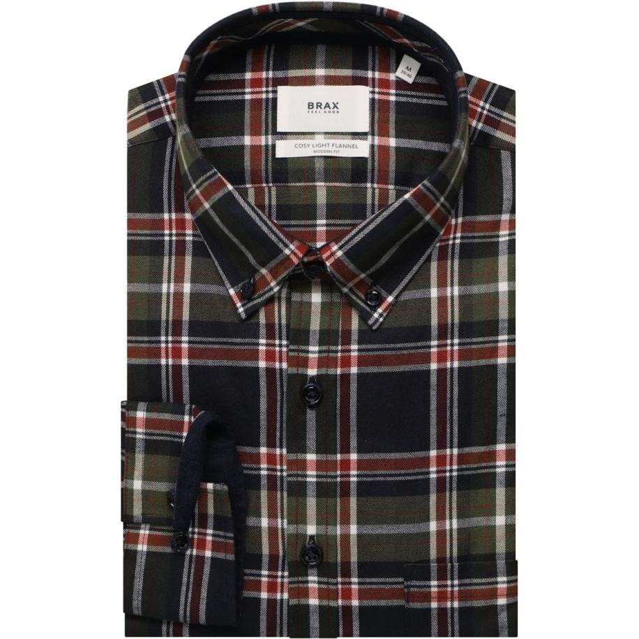 Brax Overhemd olijfgroen, Effen Groen