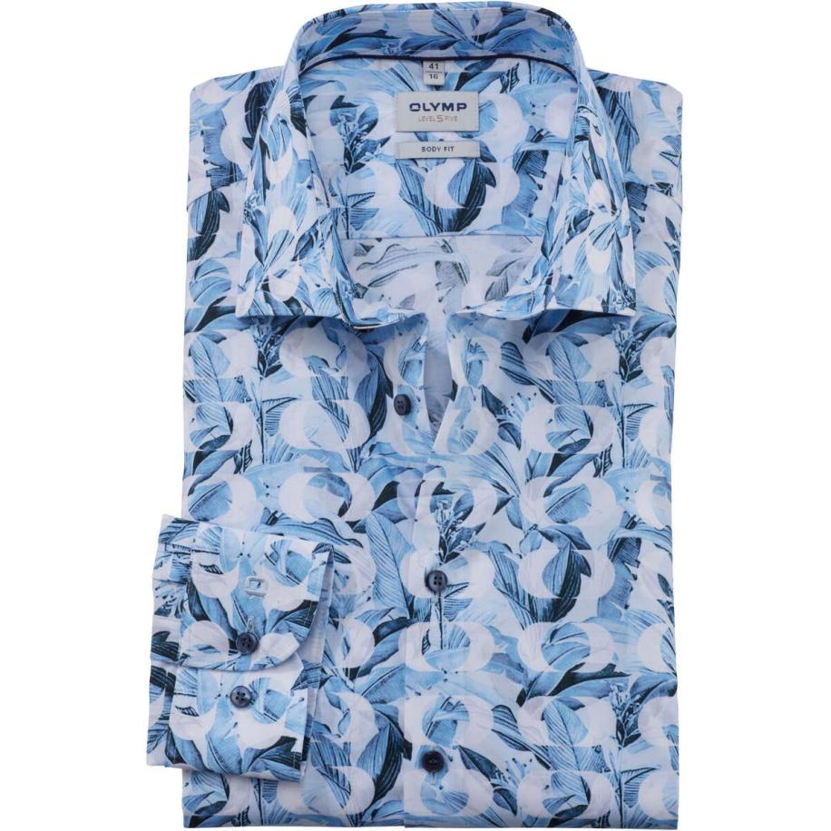 OLYMP Level Five Overhemd blauw/wit, Motief Blauw