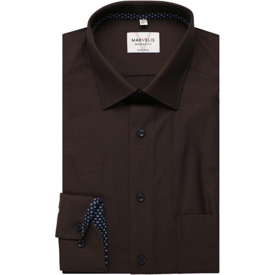 Marvelis Overhemd bruin, Herringbone Bruin