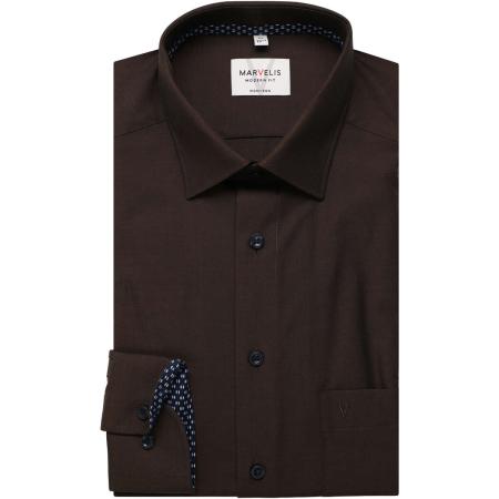Marvelis Overhemd bruin, Herringbone