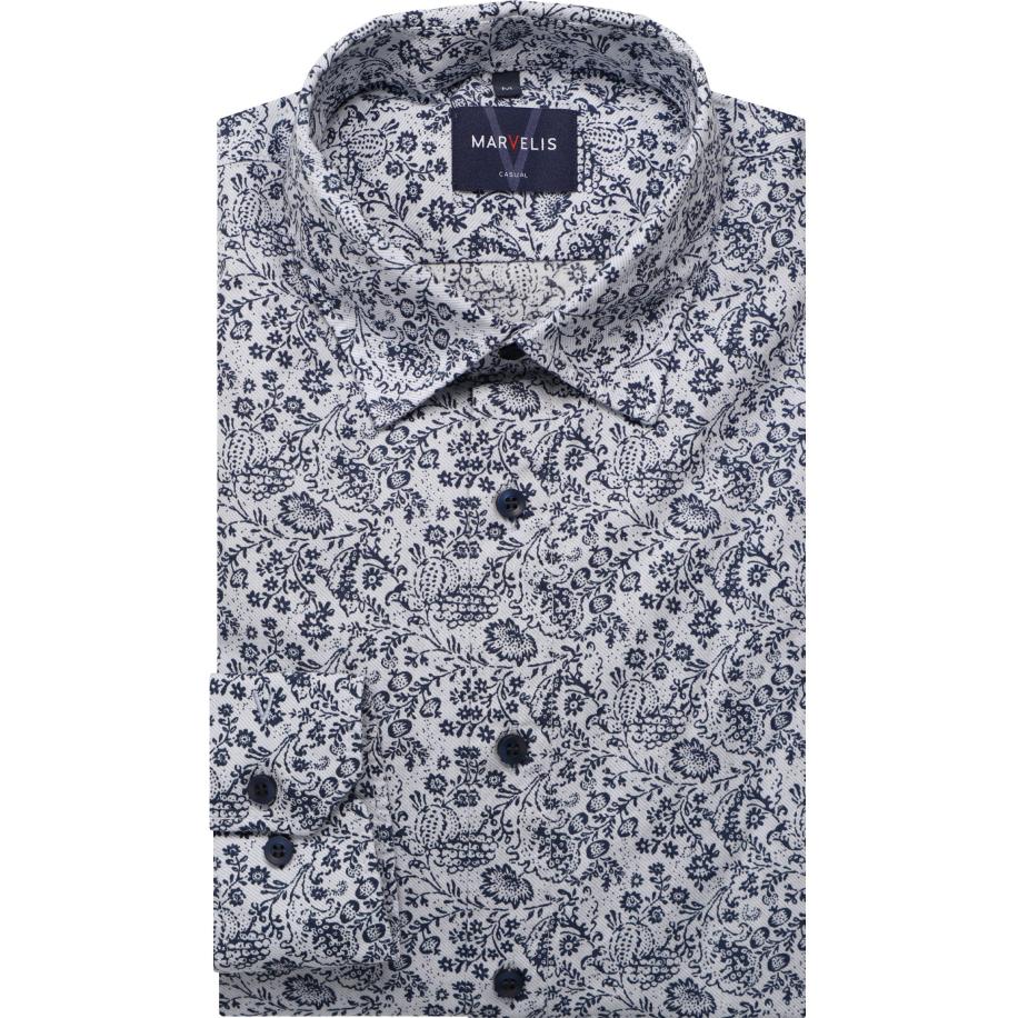 Marvelis Casual Overhemd rook blauw, Bedrukt Blauw