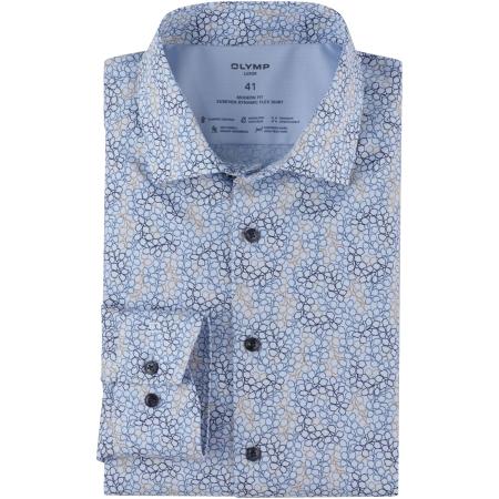 OLYMP Luxor Performance Climate Control Overhemd blauw, Bedrukt