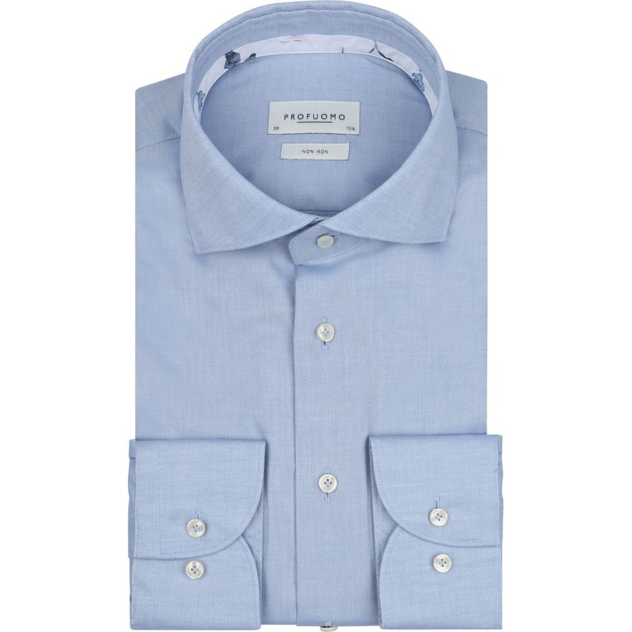 Profuomo Overhemd Structure Lichtblauw Blauw
