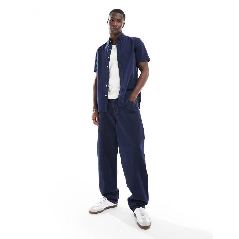 Polo Ralph Lauren - Seersucker overhemd met korte mouwen en icoonlogo in astoria marineblauw Blauw