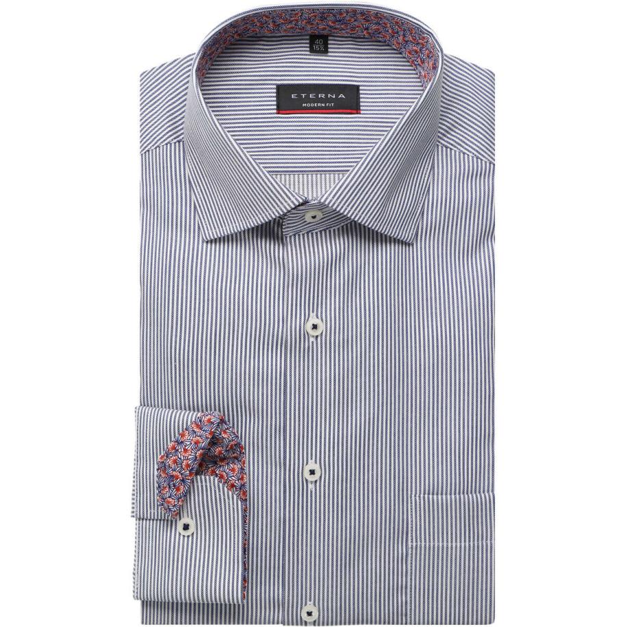 ETERNA Overhemd marine, Gestreept Blauw