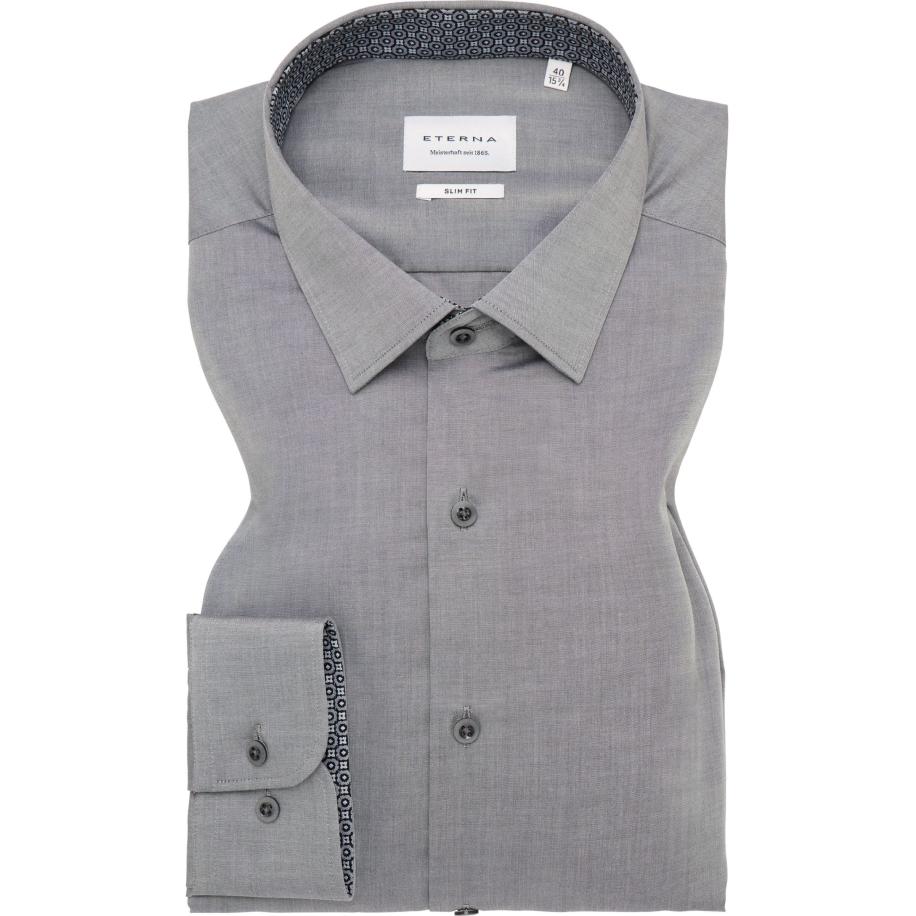 ETERNA Overhemd staalgrijs, Effen Grijs