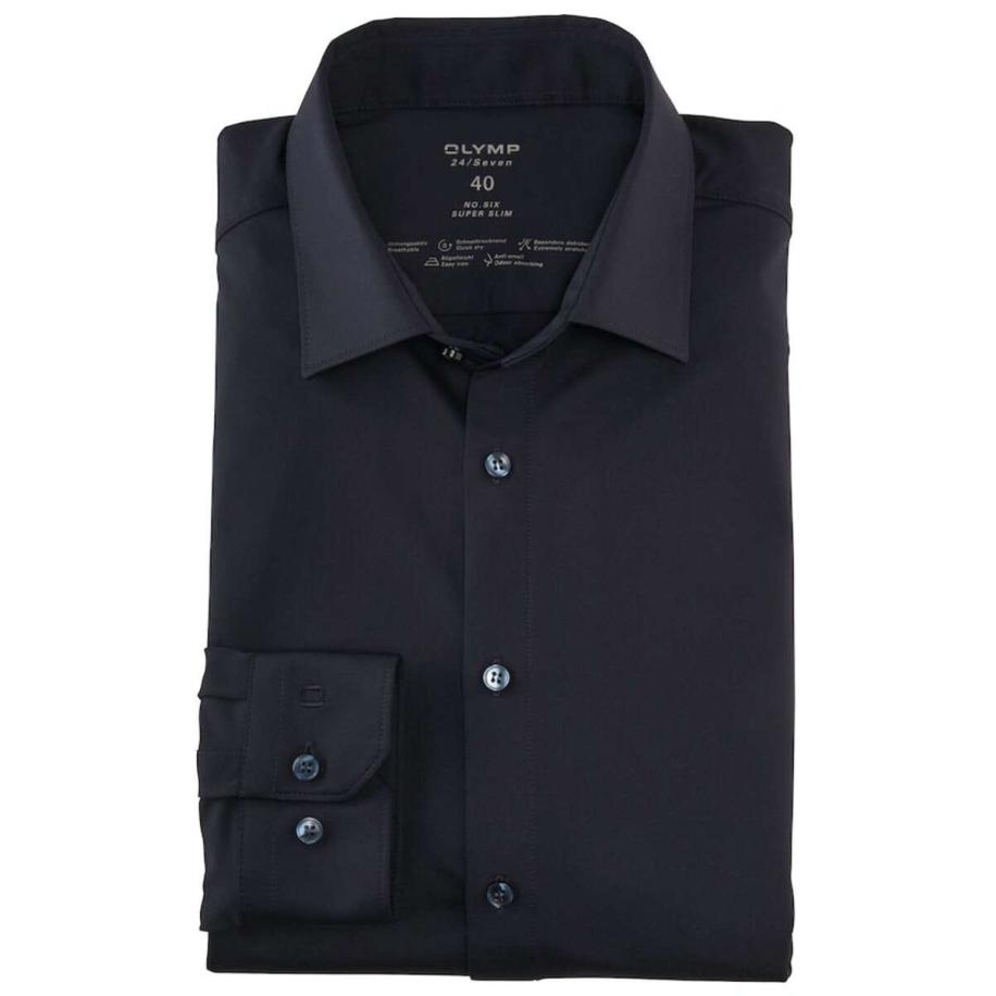OLYMP No. Six 24/Seven Jersey shirt marine, Effen Blauw