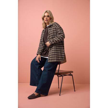 Yours Curve Chocoladebruin Oversized Geruit Overhemd Size 66-68