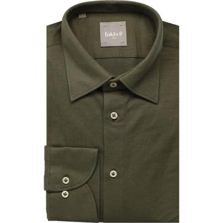 fakts Leisure Overhemd olijfgroen, Effen