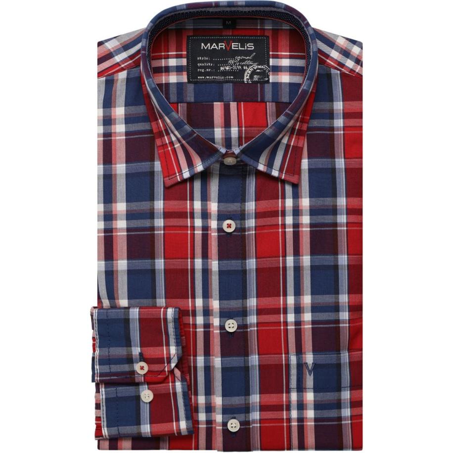 Marvelis Casual Overhemd rood, Ruit Rood