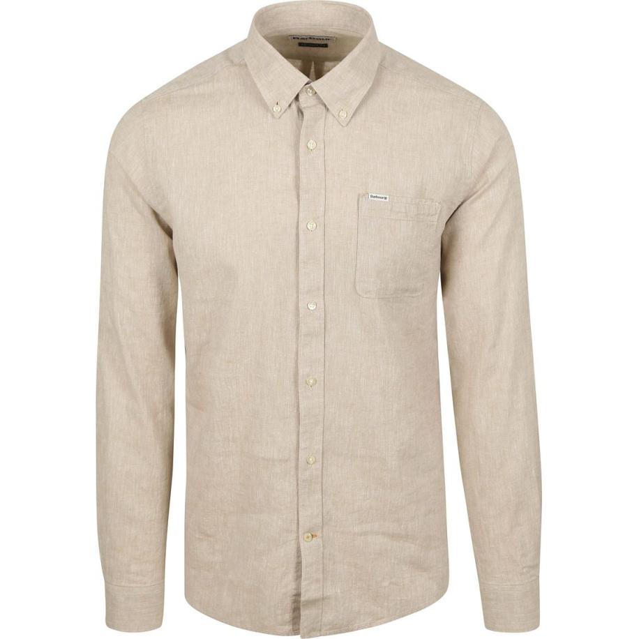 Barbour Shirt Nelson Tailored Stone Beige Bruin