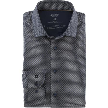 OLYMP Level Five 24/Seven Overhemd blauw/bruin, Motief