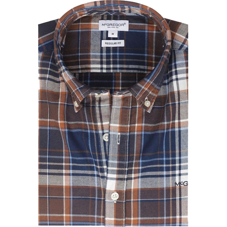 McGregor Overhemd Ruit Beige Blauw Bruin